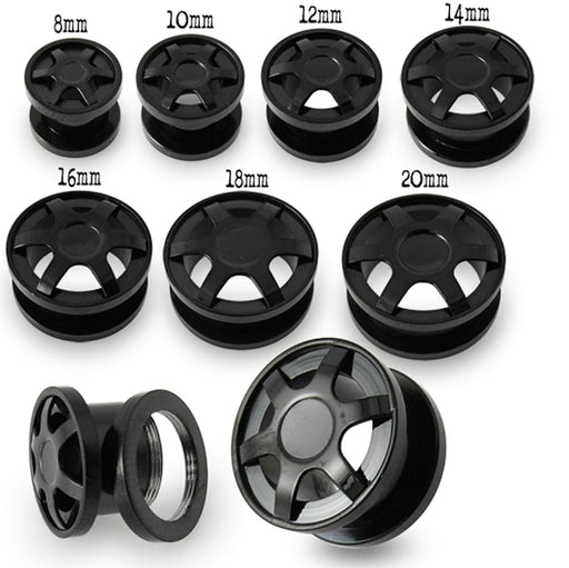 Blackline Alloy Wheel Screw Fit Flesh Tunnel - Monster Piercing