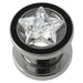 SS Star Jeweled Screw Fit Flesh Tunnel - Monster Piercing