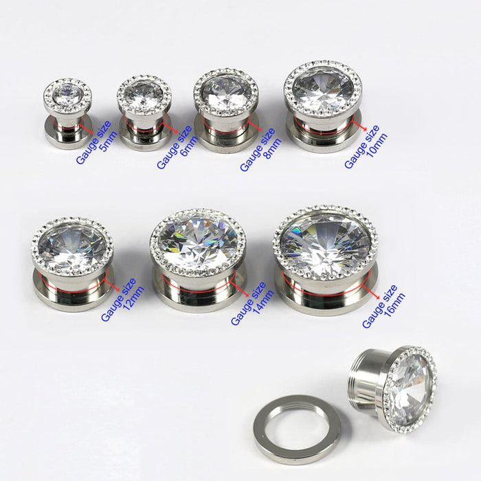 AAA Stone Multi Jewelled Screw Fit Flesh Tunnel - Monster Piercing