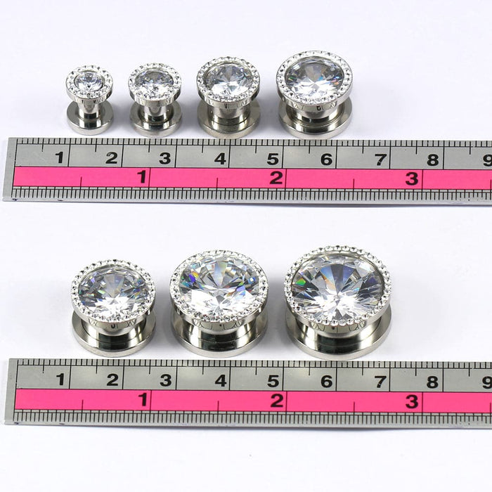 AAA Stone Multi Jewelled Screw Fit Flesh Tunnel - Monster Piercing