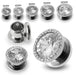 AAA Stone Multi Jewelled Screw Fit Flesh Tunnel - Monster Piercing