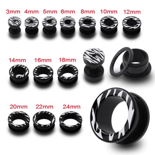 Blackline Zebra Screw Fit Flesh Tunnel - Monster Piercing