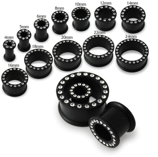 Multi Jeweled Black Silicone Ear Plug - Monster Piercing