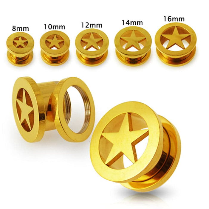 Gold Screw Fit Flesh Tunnel - Monster Piercing