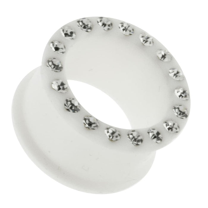 Multi Jeweled Milk White Silicone Ear Plug - Monster Piercing