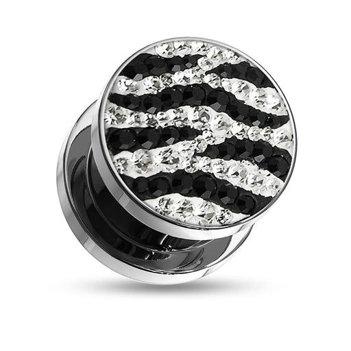 Zebra Crystal Screw Fit Flesh External Tunnel - Monster Piercing