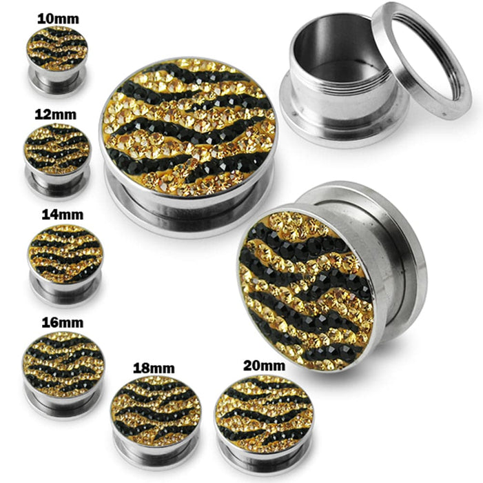 Tiger Crystal Screw Fit Flesh External Tunnel - Monster Piercing