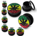 Rasta Marijuana Crystal stone UV Flesh Tunnel - Monster Piercing