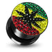 Rasta Marijuana Crystal stone UV Flesh Tunnel - Monster Piercing