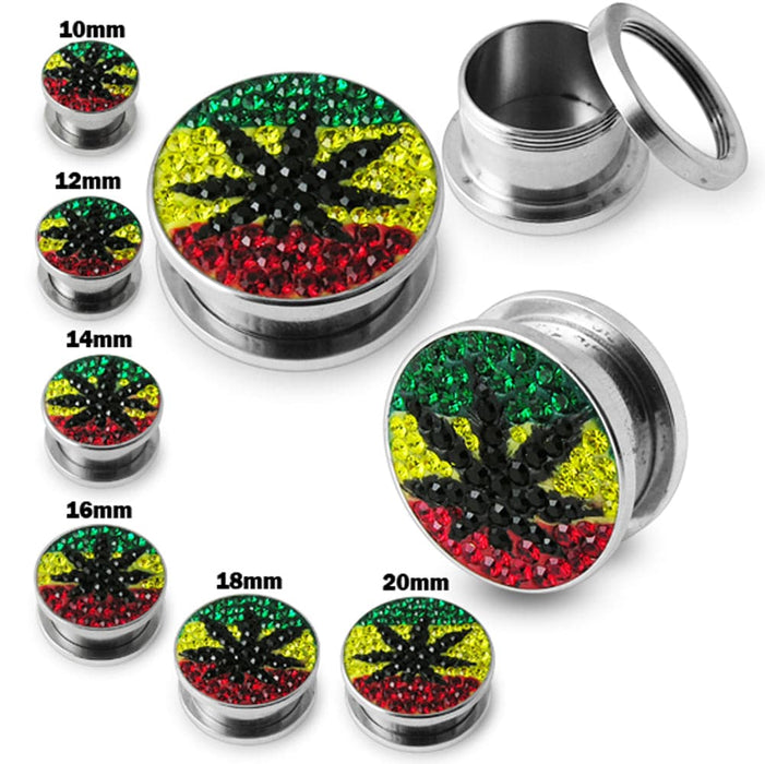 Marijuana Crystal Screw Fit Flesh External Tunnel - Monster Piercing