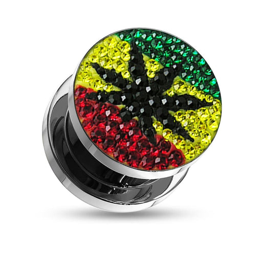 Marijuana Crystal Screw Fit Flesh External Tunnel - Monster Piercing