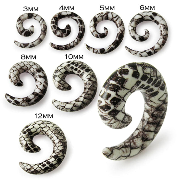 Snakeskin Print Acrylic Spiral Twist Flesh Tunnel Expander - Monster Piercing