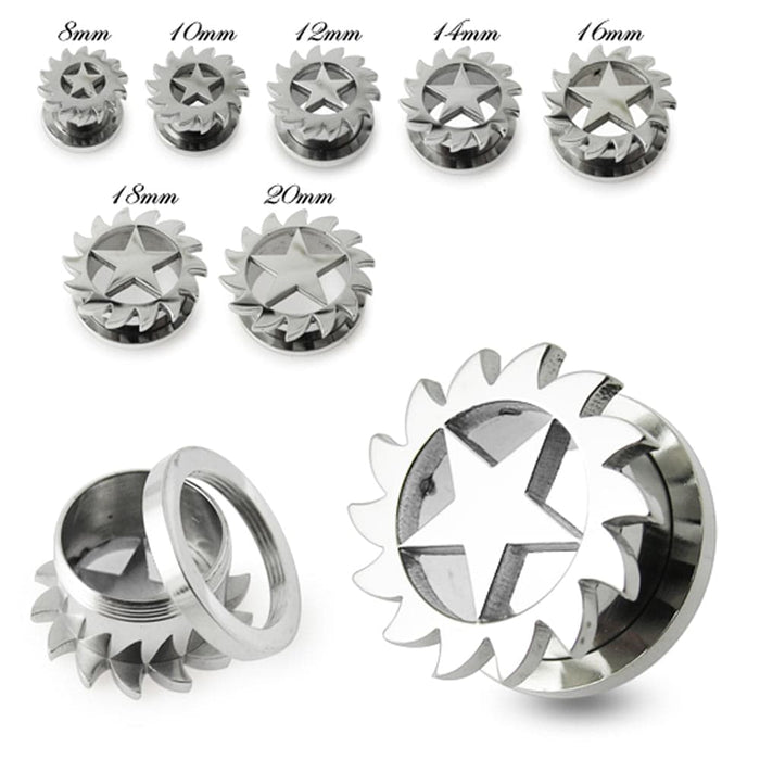 Star Saw Blade Screw Fit Flesh Tunnel - Monster Piercing