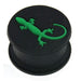 Embossed Green Gecko Black Silicone Ear Plug - Monster Piercing