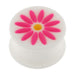 Embossed Pink Flower White Silicone Ear Plug - Monster Piercing