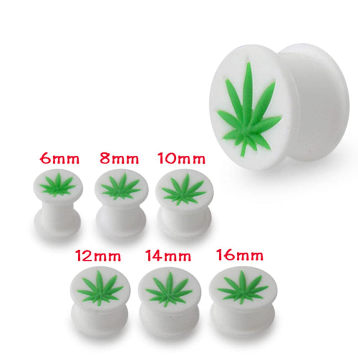 Embossed Marijuana Silicone Ear Plug - Monster Piercing