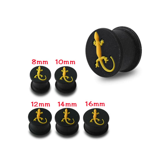 Embossed Yellow Gecko Silicone Ear Plug - Monster Piercing