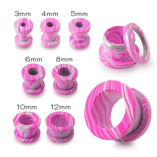 Pink Painted Screw Fit Flesh Tunnel - Monster Piercing