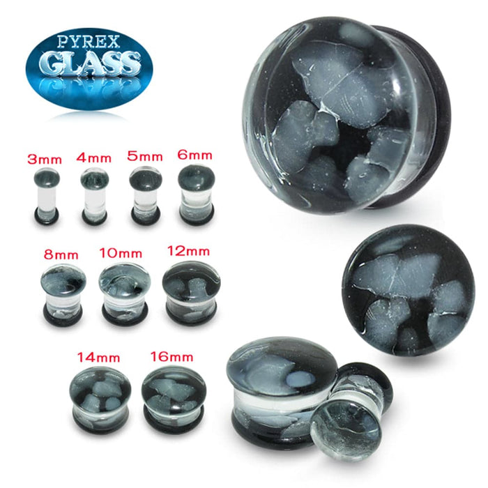 Grey Pebble Pyrex Glass Ear Plug - Monster Piercing