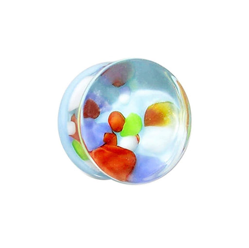 Multi Colour Pebble Pyrex Glass Ear Plug - Monster Piercing