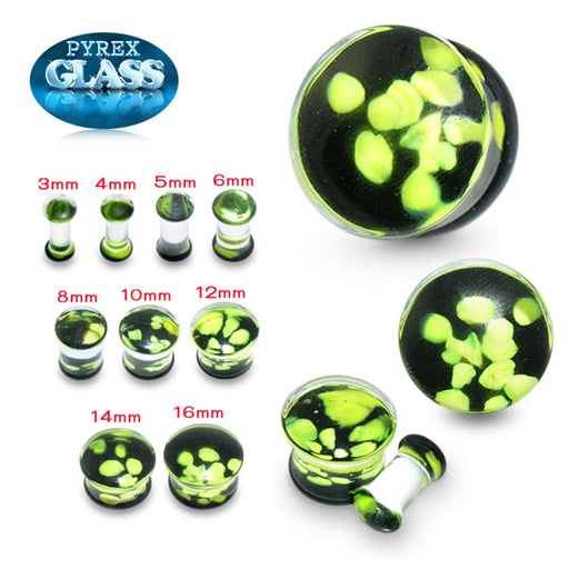 Green Pebble Pyrex Glass Ear Plug - Monster Piercing