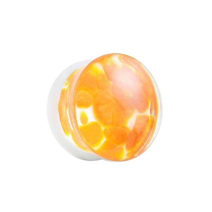 Pyrex Glass Orange Pebble Ear Tunnel Plug - Monster Piercing