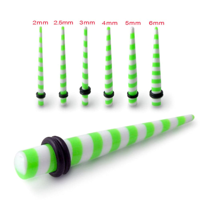 Green Stripe Straight Ear Expander - Monster Piercing