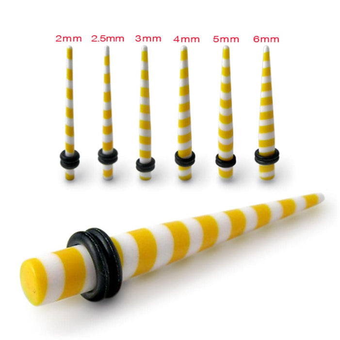 Yellow Stripe Straight Ear Expander - Monster Piercing