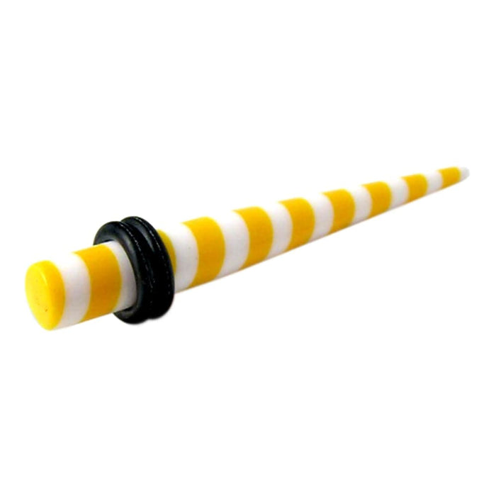 Yellow Stripe Straight Ear Expander - Monster Piercing