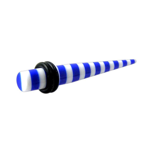 Blue Stripe Straight Ear Expander - Monster Piercing