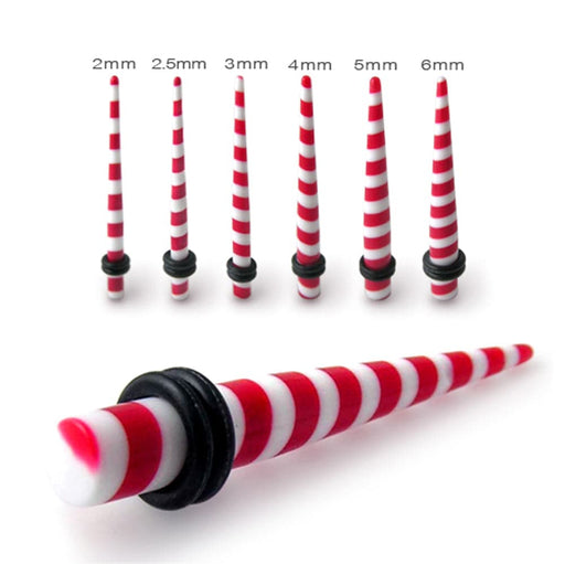 Red Stripe Straight Ear Expander - Monster Piercing