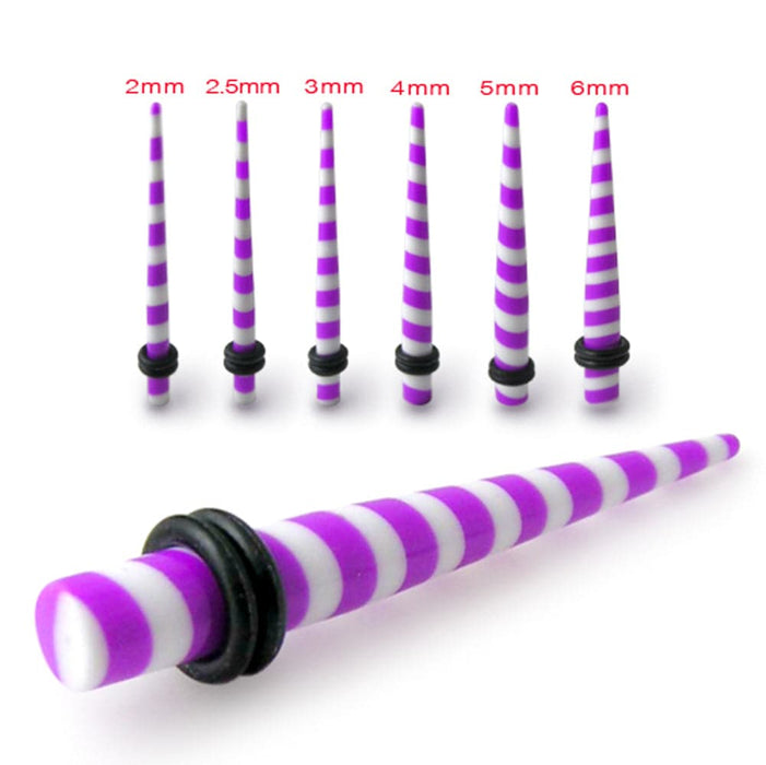 Purple Stripe Straight Ear Expander - Monster Piercing