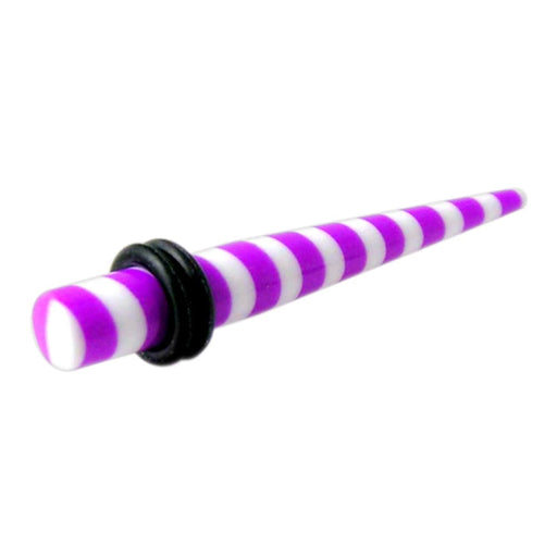 Purple Stripe Straight Ear Expander - Monster Piercing