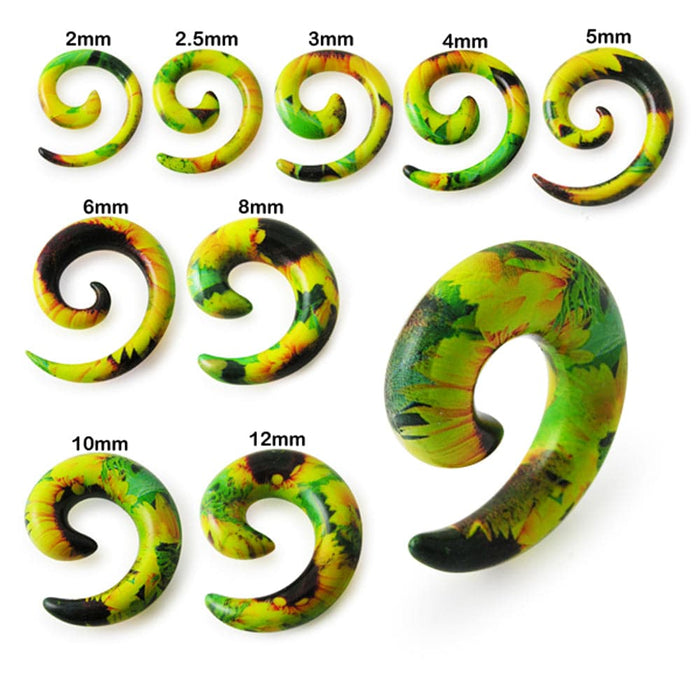 Floral Spiral Ear Expander Stretcher Plug Earrings - Monster Piercing