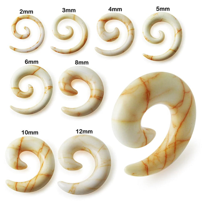 Marble Effect UV Acrylic Spiral Ear Taper - Monster Piercing