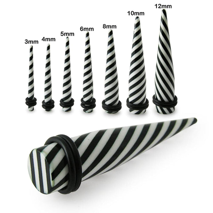 B&W Stipes Straight Ear Expander - Monster Piercing