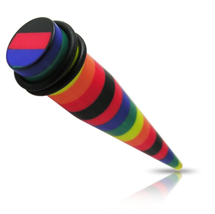 Rainbow Stripes Straight Ear Expander - Monster Piercing