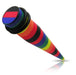 Rainbow Stripes Straight Ear Expander - Monster Piercing