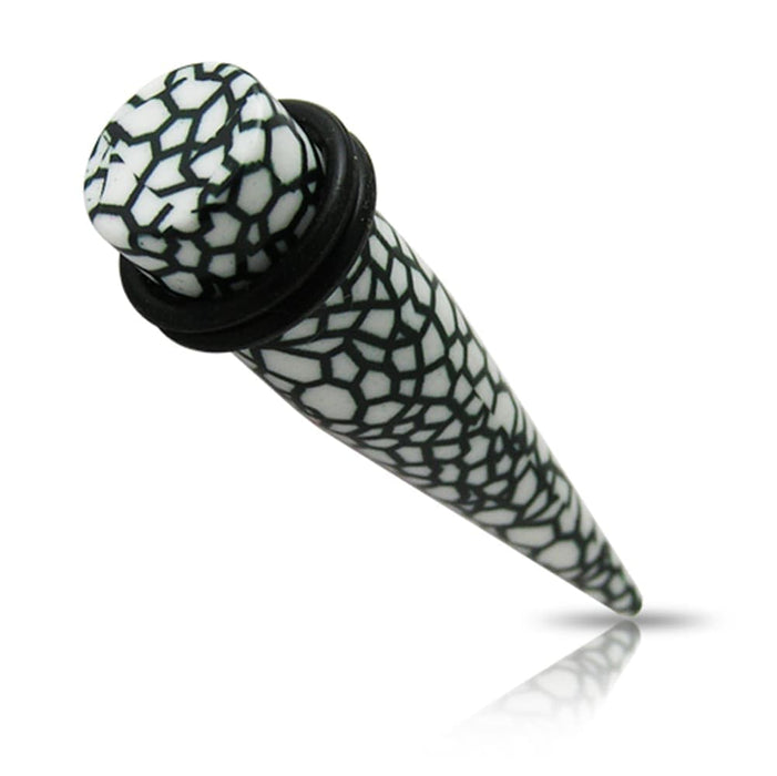 White & Black Color Marble Straight UV Ear Taper - Monster Piercing