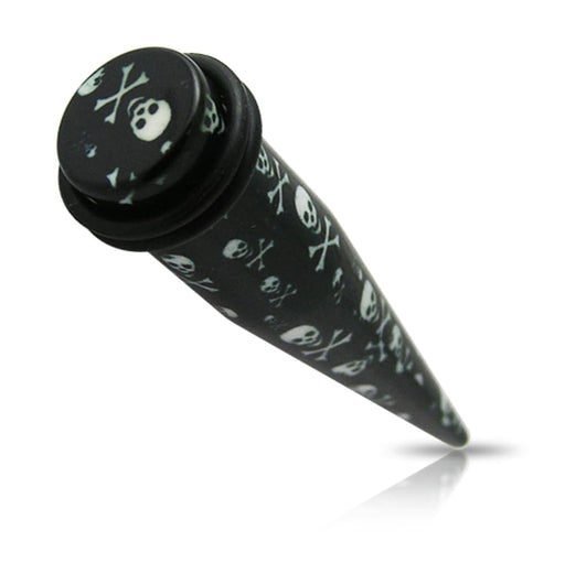 Skull & Crossbone Straight UV Ear Taper - Monster Piercing