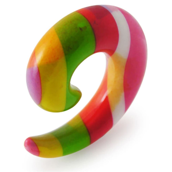 Rainbow Print UV Acrylic Spiral Ear Taper - Monster Piercing