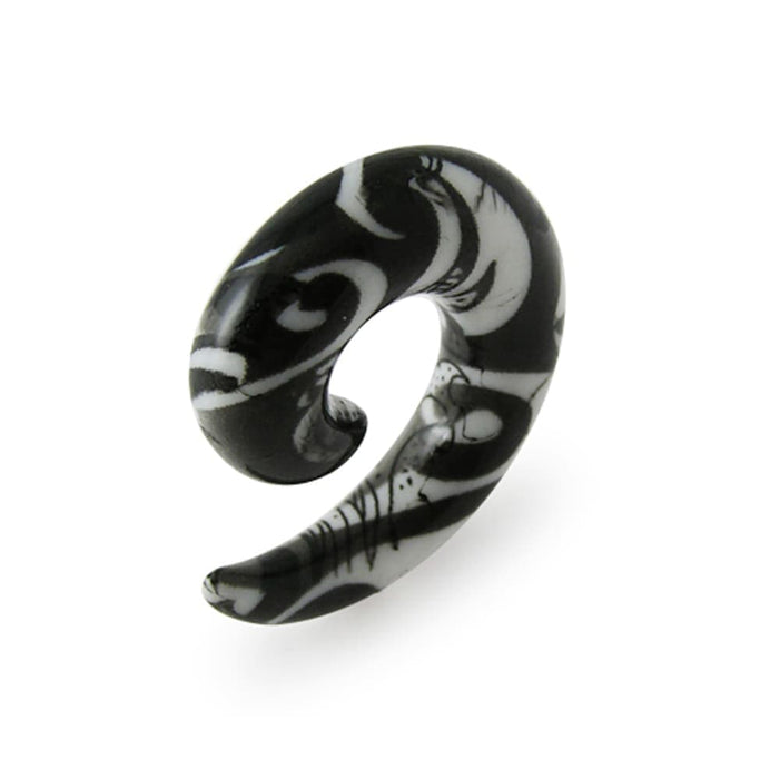 B&W UV Acrylic Spiral Ear Taper - Monster Piercing