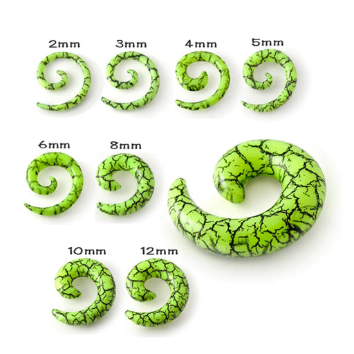 Lime Green UV Acrylic Spiral Ear Taper - Monster Piercing