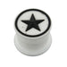 Embossed Black Star in White Silicone Magnetic Ear Plug - Monster Piercing