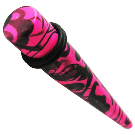 Pink & Black Swirls Straight UV Ear Taper - Monster Piercing