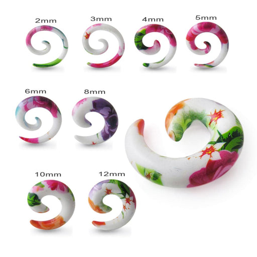 Beach Print UV Acrylic Spiral Ear Taper - Monster Piercing