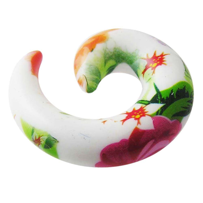 Beach Print UV Acrylic Spiral Ear Taper - Monster Piercing