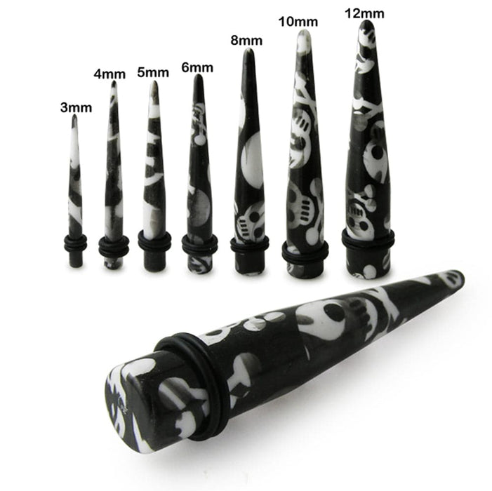 Crossbone Straight UV Ear Taper - Monster Piercing