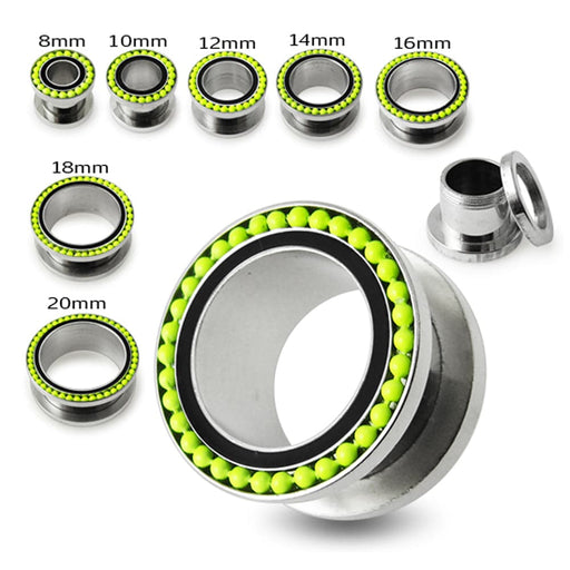 Green Ball Edge Top Flesh Tunnel - Monster Piercing