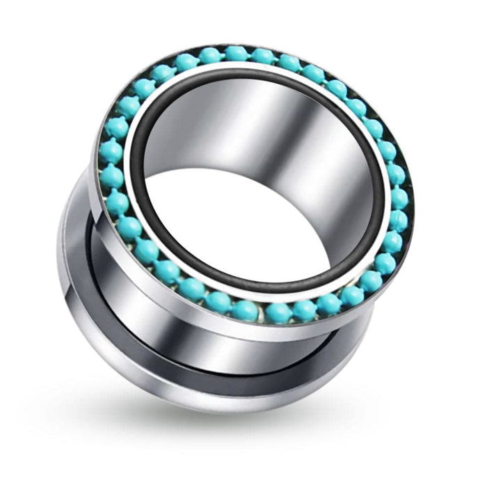 Turquoise Ball Edge Top Flesh Tunnel - Monster Piercing